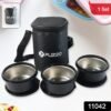 Insulated Stainless Steel Tiffin Lunch Box – 3 Containers with Carry Bag