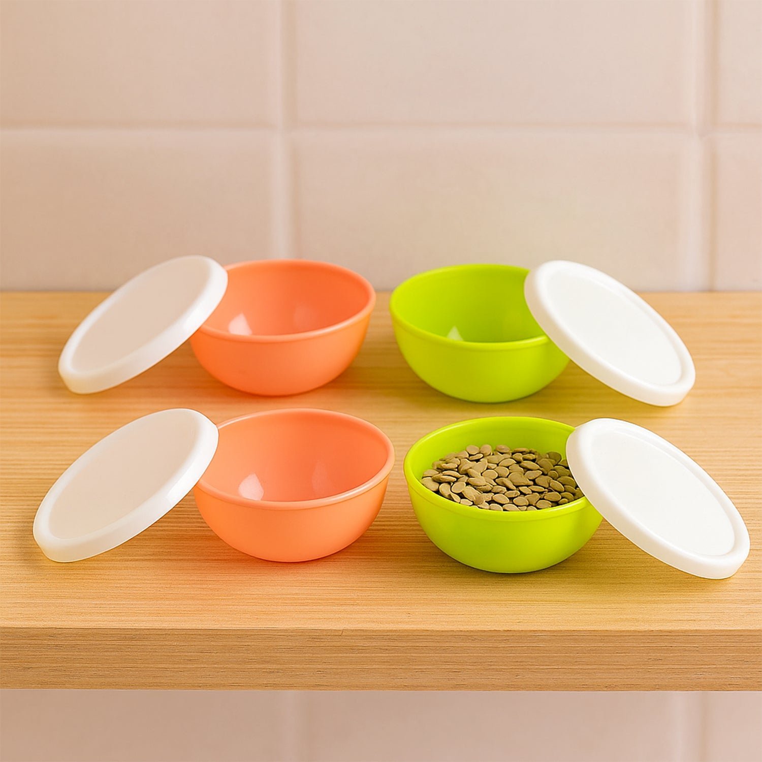 Small Plastic Bowls with Lids – 4-Pc Microwave Safe Katoris | Jiaqi