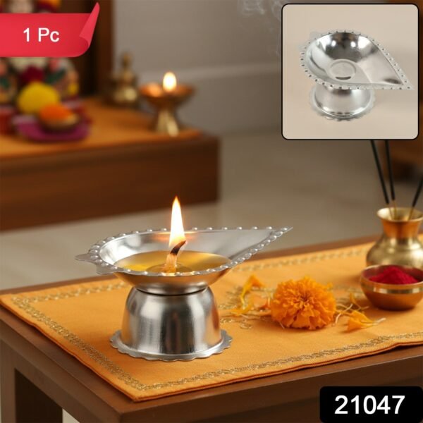 Stainless Steel Diamond Design Agarbatti & Diya Stand – Durable & Elegant