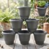 57ebad53-1f27-4183-8552-ea45e871524b Plastic Round Flower Pot Planter Set, Durable Gardening Pots with Rim (6 Pcs Set)