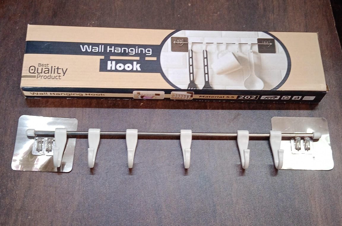 Stainless Steel Utensil Hanger – Nail-Free Kitchen Rail | CookAura