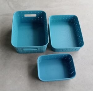 Storage Baskets Set – Food-Grade Plastic, Sky Blue | Organivo