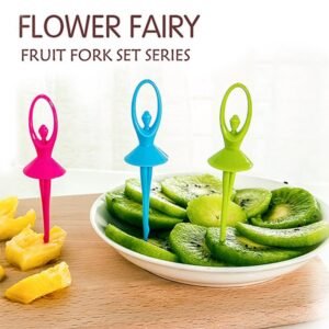 Fruit Fork Set – Dancing Doll Cutlery with Stand (Set of 6) | Jiaqi