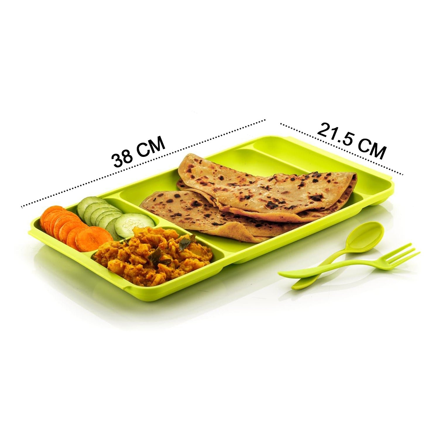 4-Compartment Plate – Plastic Dinner Set with Spoon & Fork |