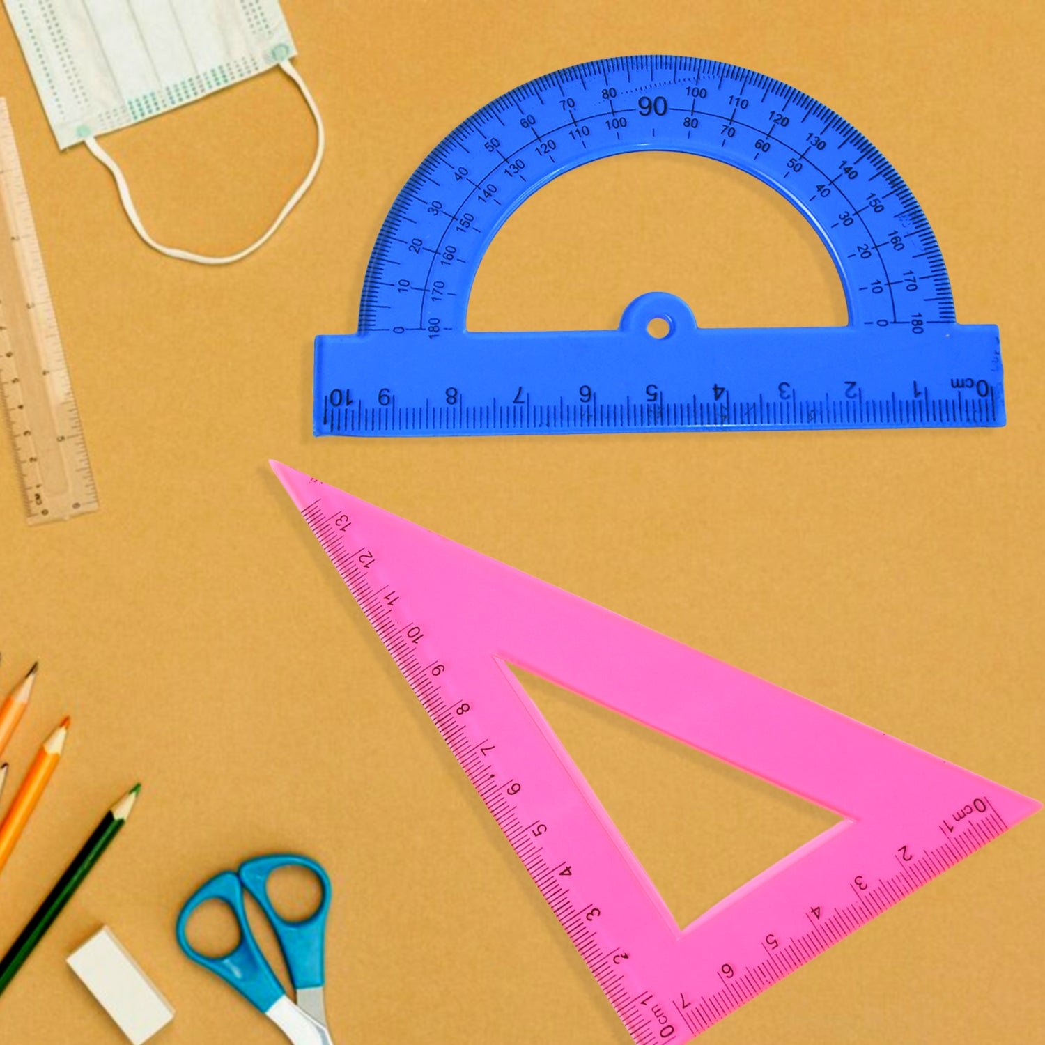 Geometry Set – 4-Piece Triangle Ruler Protractor Kit