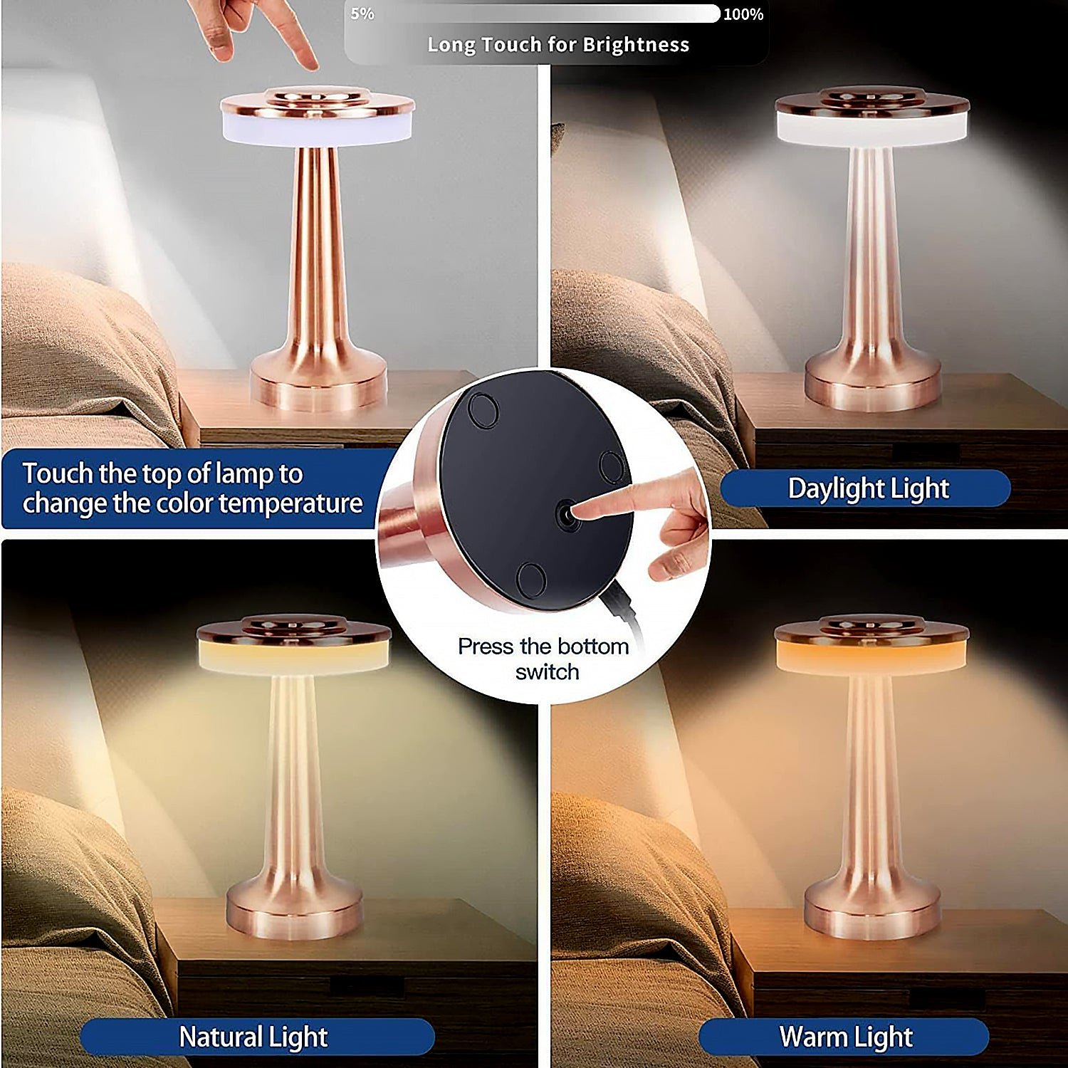 LED Desk Lamp – Touch Control, Rechargeable & Dimmable | VoltDesk