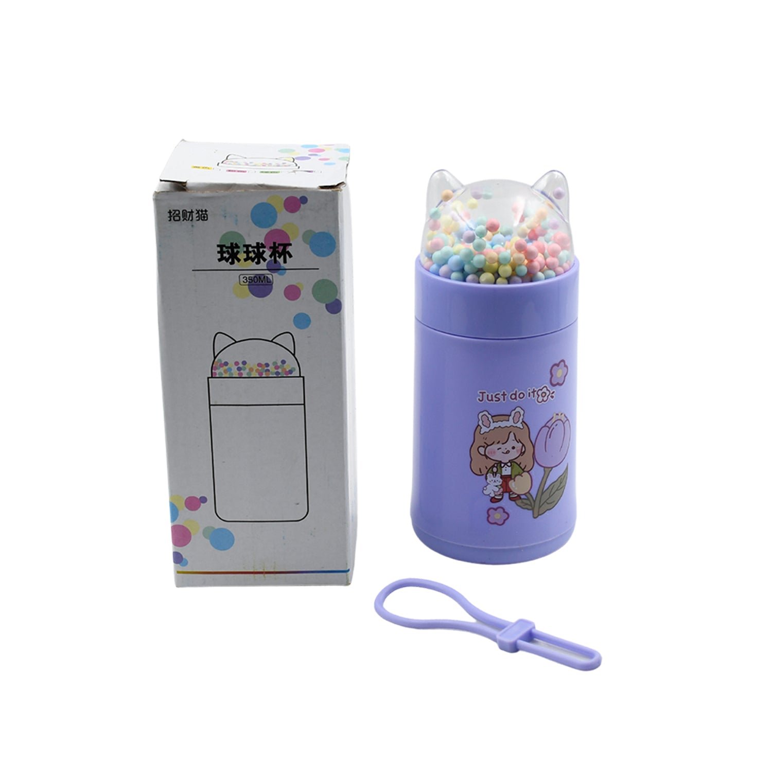 Girl's Glass Water Bottle – Cat Lid & Sparkle Strap | Own Hydrate