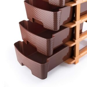 Plastic Modular Drawer – 5-Tier Brown Storage | Organivo