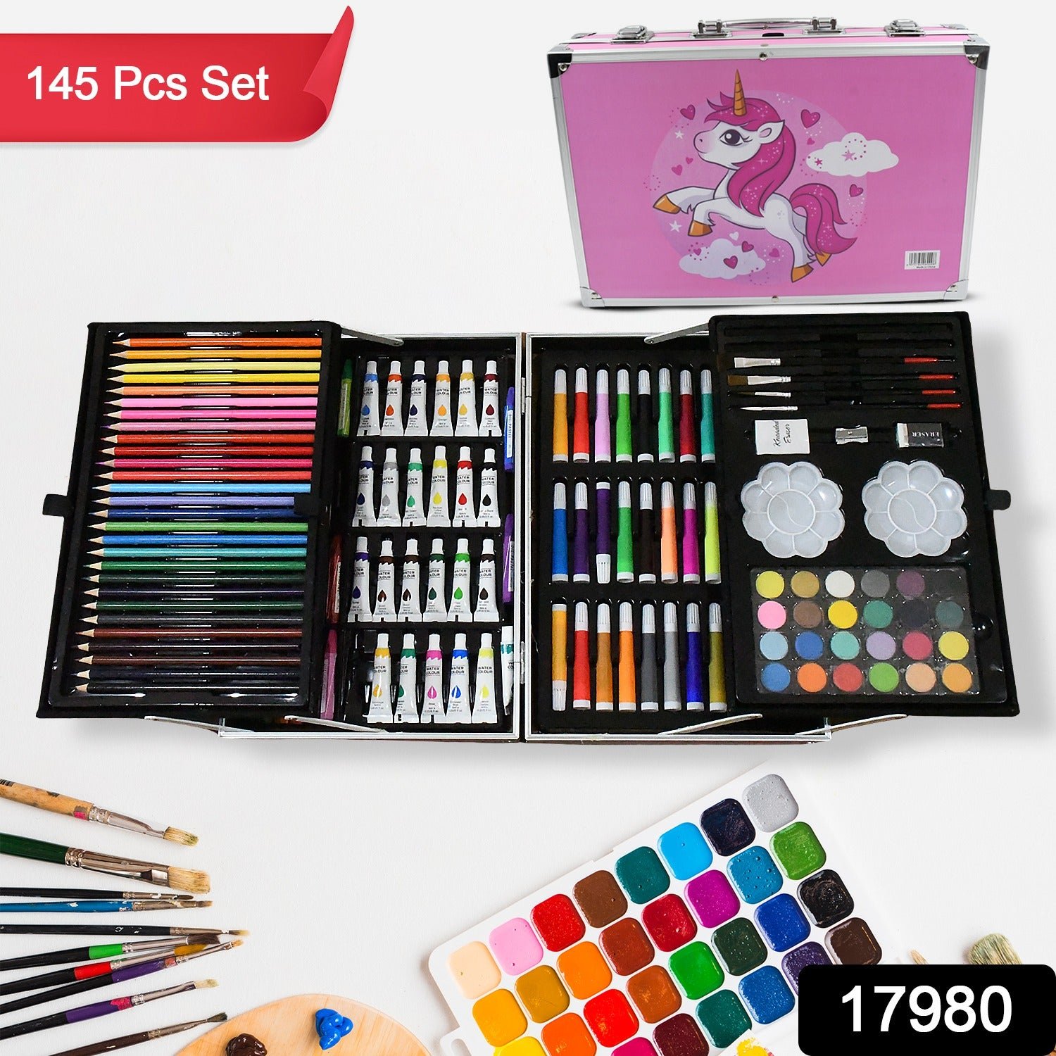 Kids Art Set – 145 Pcs Unicorn Drawing & Painting Kit | Colorful Creations