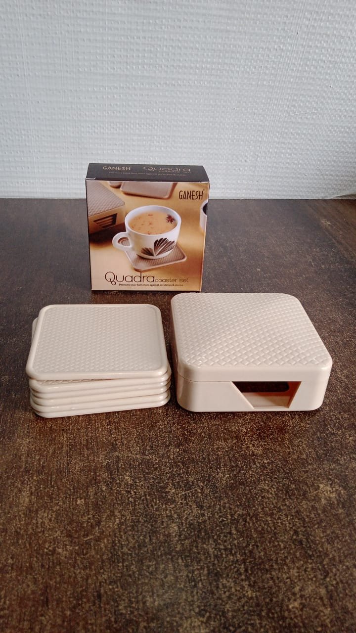 Ganesh Square Coasters Set – Heat-Resistant with Storage Box