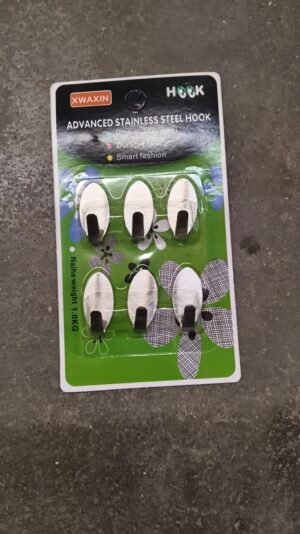 Self Adhesive Wall Hooks – Strong Hold, No Drilling, 6 Pc Set