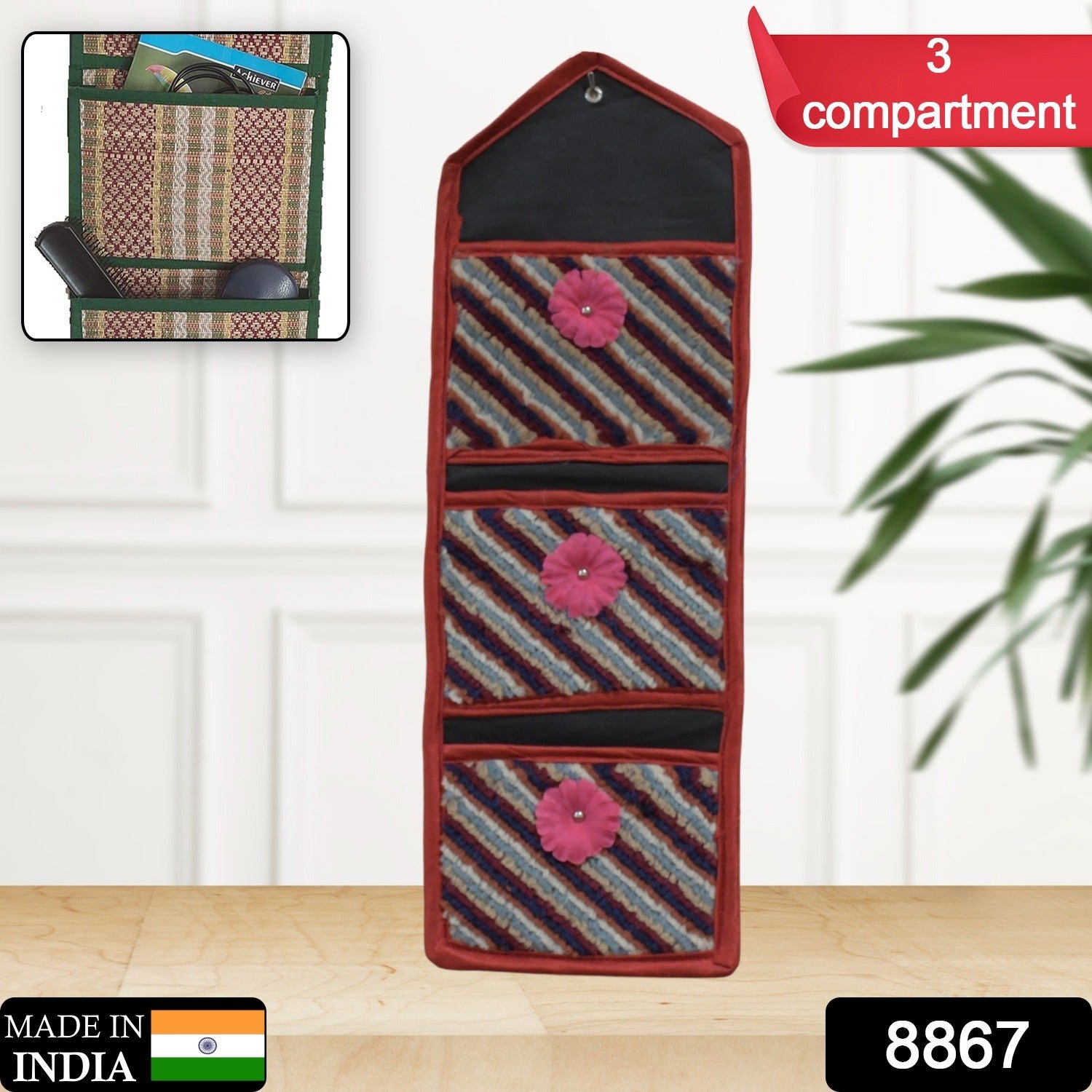 5b2fd165-b5d0-4dae-8614-d42498ee2d6a Foldable Hanging Organizer – 3 Pocket Wall Holder | Indo Glow