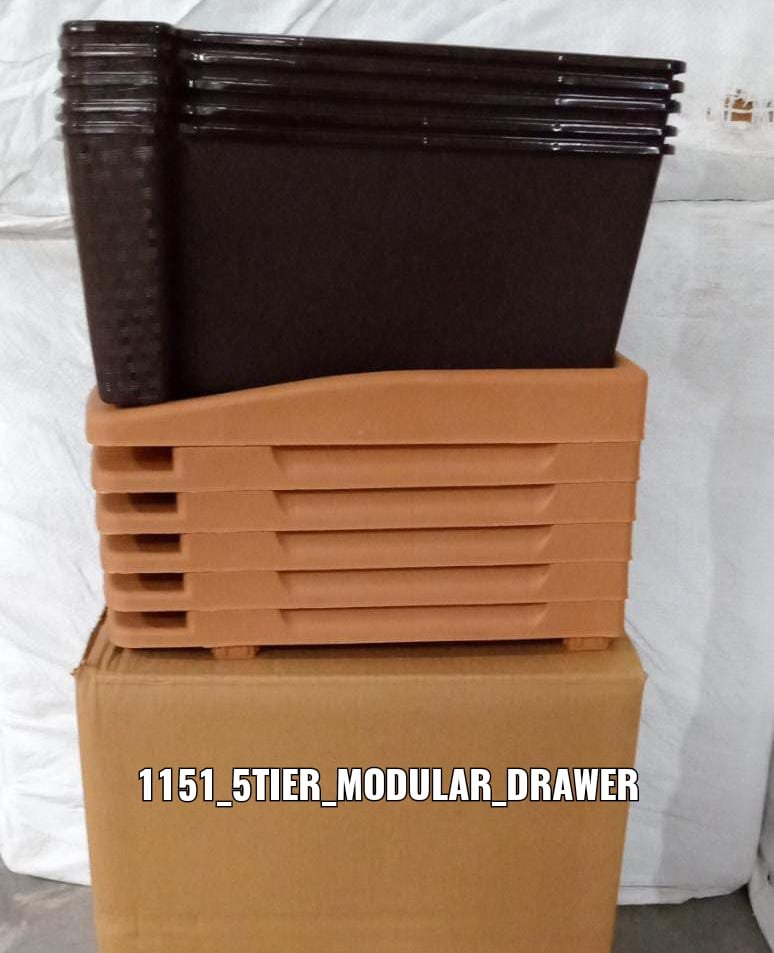 Plastic Modular Drawer – 5-Tier Brown Storage | Organivo