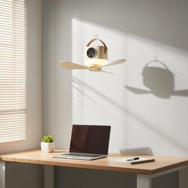 3 in 1 Rechargeable Camping Fan with LED Light Timer and Hanging Hook (1 Pc)