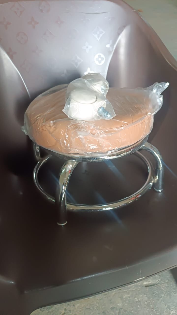 Rolling Stool with Steel Base & Cushioned Seat – Indo Glow