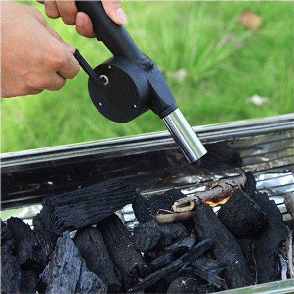 BBQ Air Blower Fan – Portable Hand Crank for Charcoal Grills | Velvet Wheels
