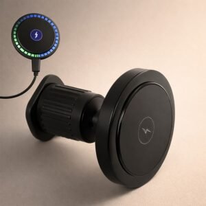 Magnetic Car Charger – Wireless Phone Mount with RGB Lights | Phonixio