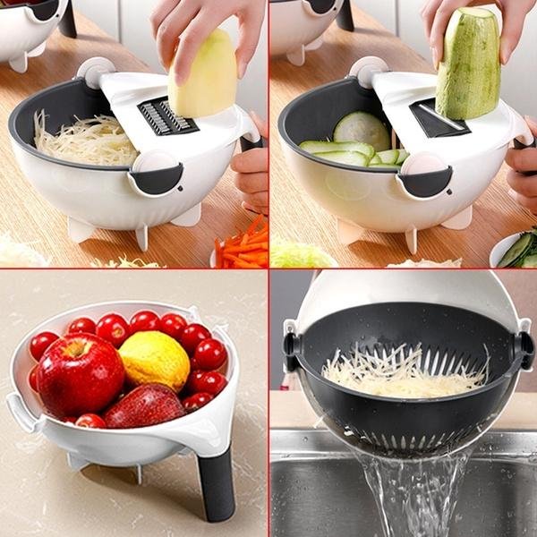 Vegetable Cutter Slicer – 10-in-1 with Rotating Drain Basket | Indo Glow