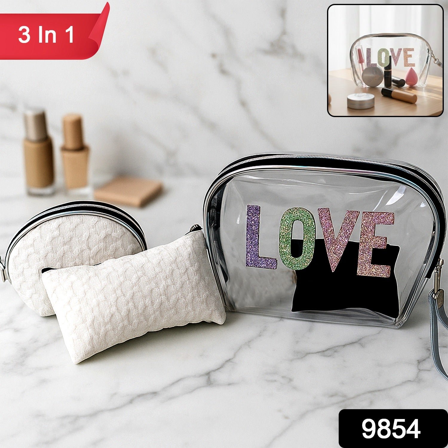 3-in-1 Makeup Bag Set – Compact & Stylish Travel Organizer
