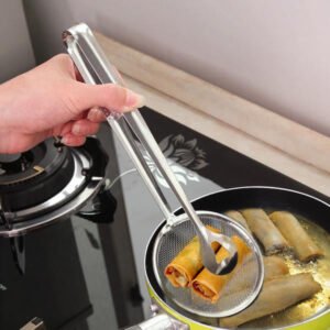 Frying Filter Spoon – 2-in-1 Stainless Steel with Clip | Quickslice