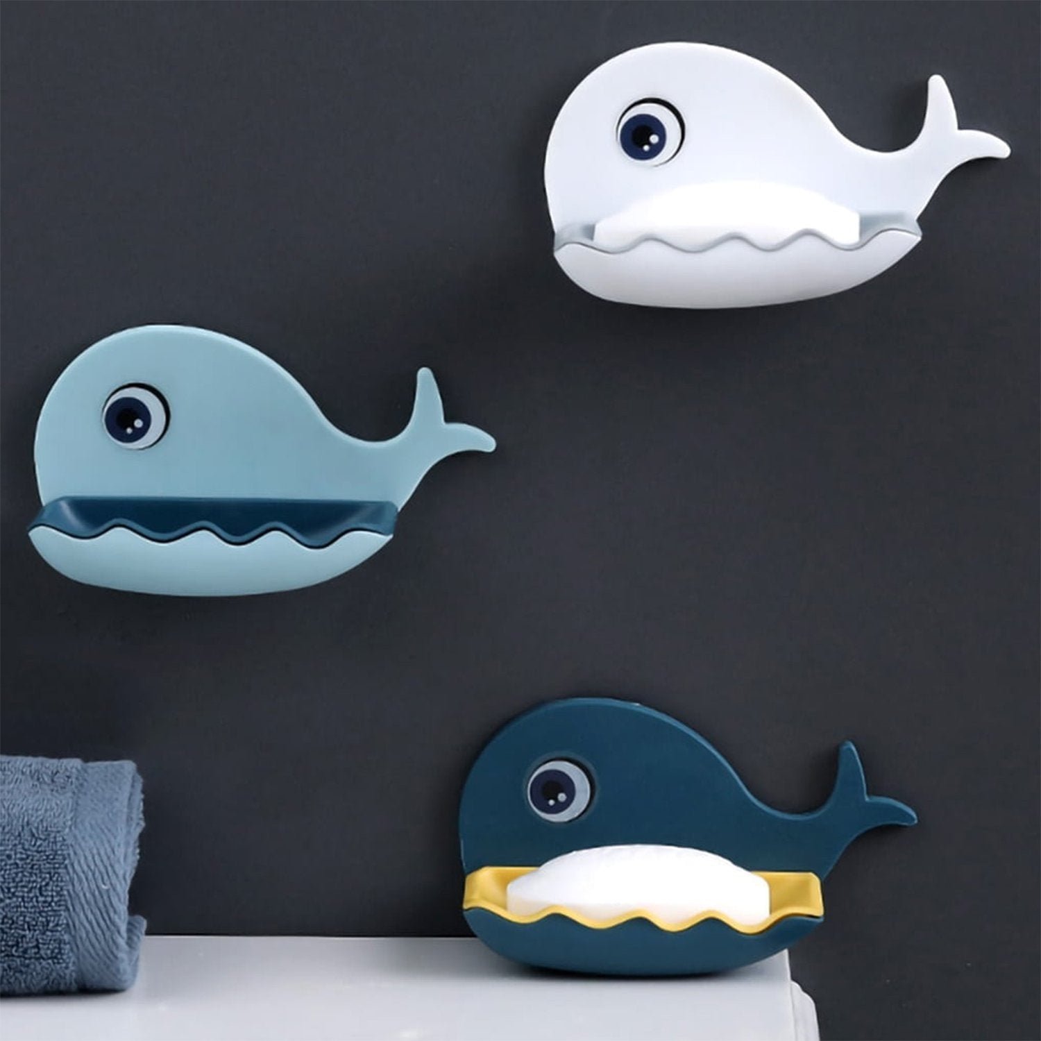 Fish Shape Soap Dish – Wall Mounted, Drainage | VelvetBubbles (Pack of 2)