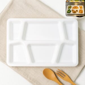 Plastic Multi-Compartment Meal Serving Tray – 6 Sections for Neat Portioning