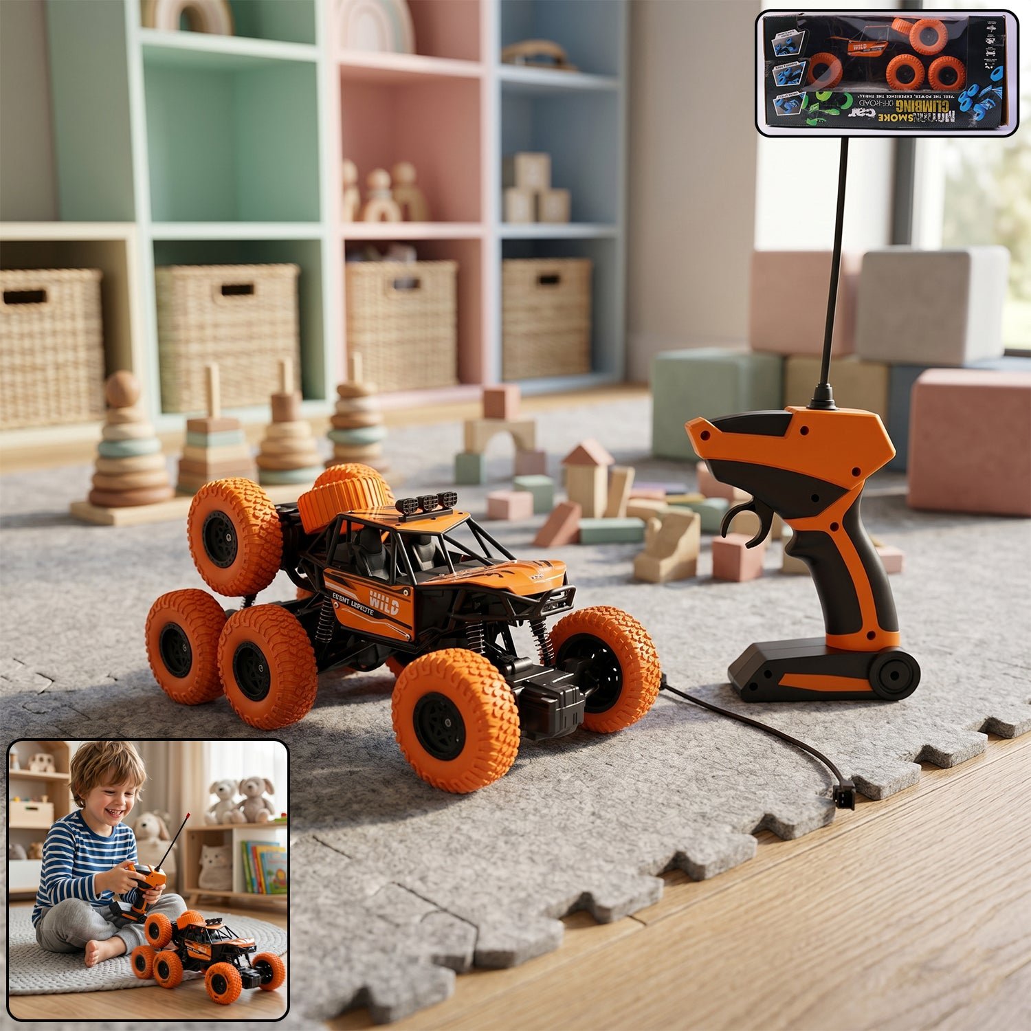 RC Off-Road Car – 8-Wheel Rock Climber for Kids | Spark Tots