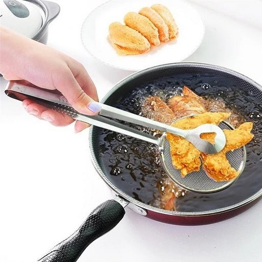 Frying Filter Spoon – 2-in-1 Stainless Steel with Clip | Quickslice