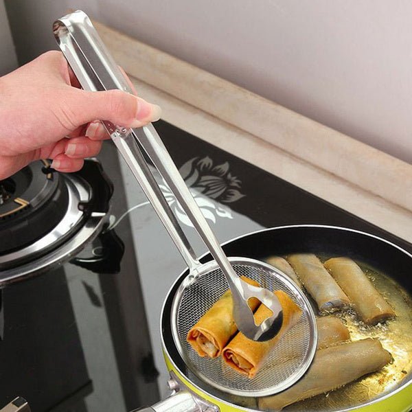 Frying Filter Spoon – 2-in-1 Stainless Steel with Clip | Quickslice