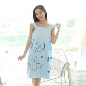 Wearable Bath Towel – Quick Dry Cotton Wrap for Women | Mini Bubbles