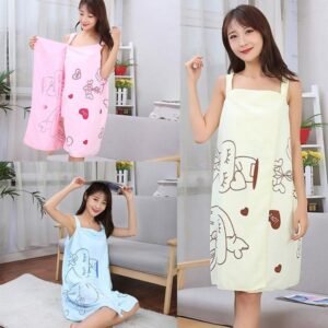 Wearable Bath Towel – Quick Dry Cotton Wrap for Women | Mini Bubbles