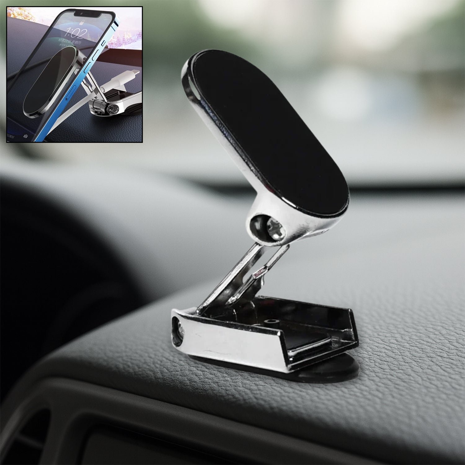 Magnetic Car Phone Holder – 360° Rotating Metal Mount |