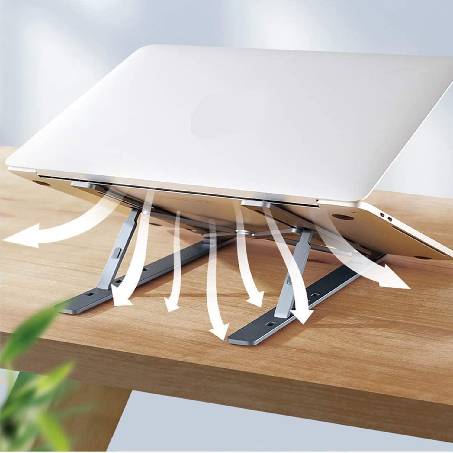 Portable Laptop Stand – 6-Angle Metal Riser for Desk | Wiregenix