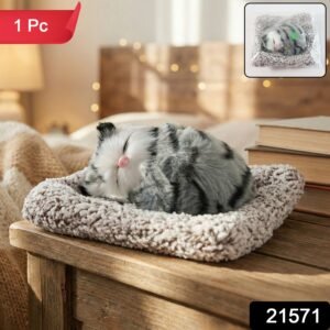 Plush Cat Dashboard Showpiece – Soft Closed-Eye Design