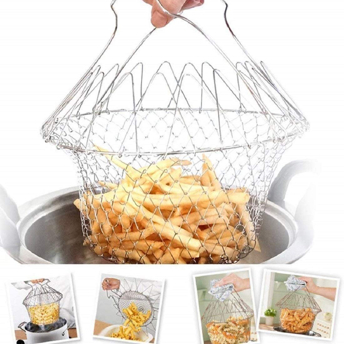 Foldable Strainer Basket – Stainless Steel, Space-Saving | Vastate