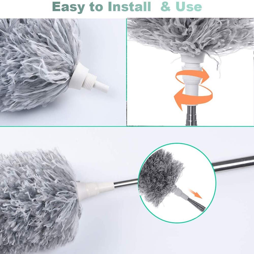 Microfiber Duster – 100-Inch Extendable Handle | Velvet Wipe