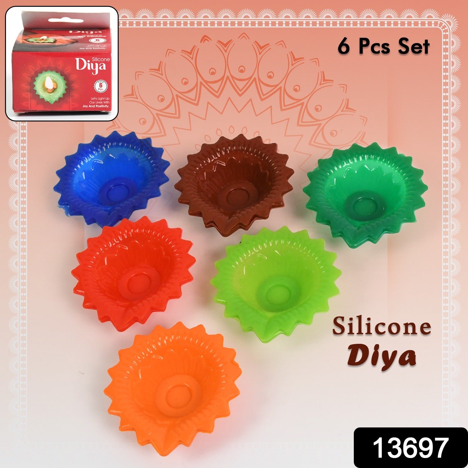 Silicone Diya Set (6 Pcs) – Reusable Diwali Lamps | Giftoiza