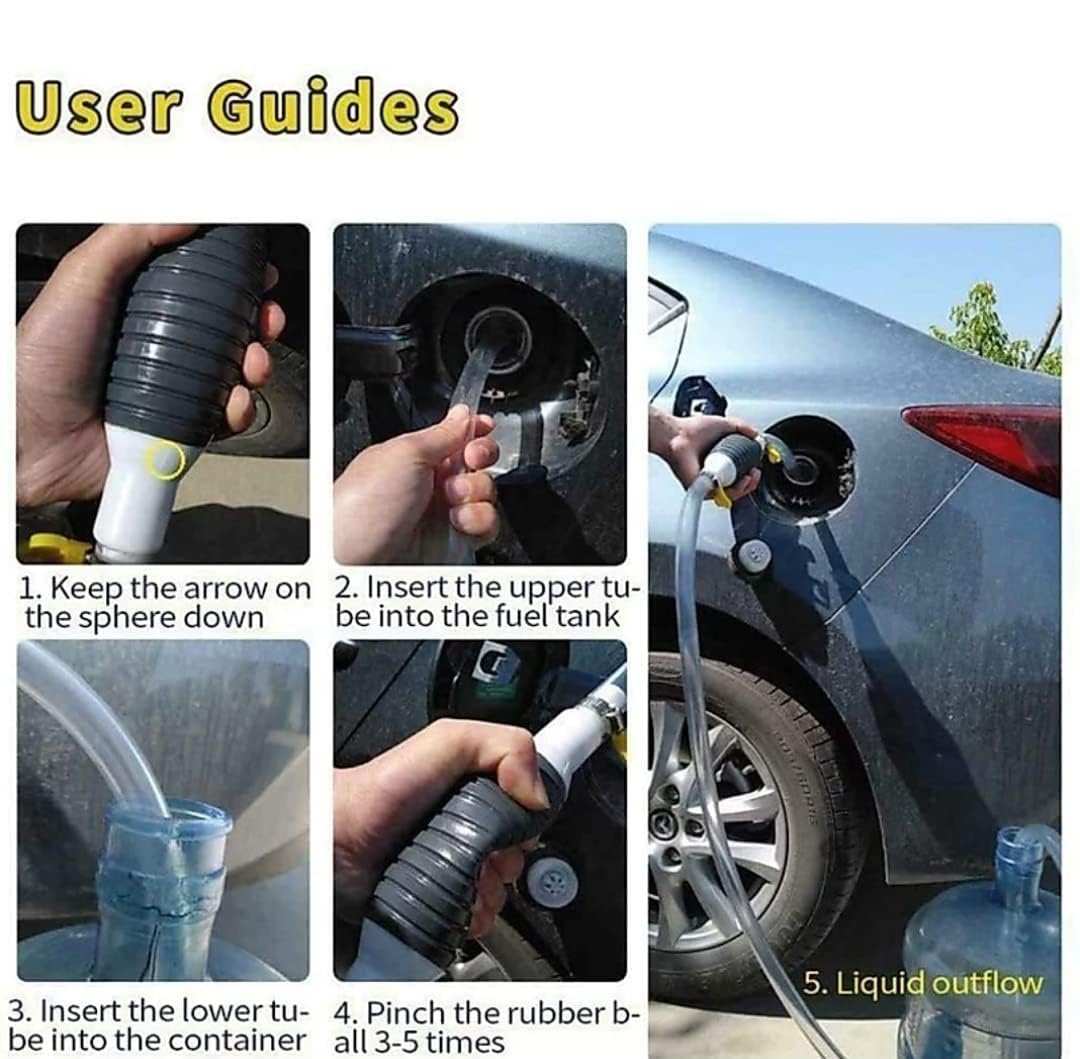 Fuel Transfer Pump – Portable Manual Siphon Kit for Liquids