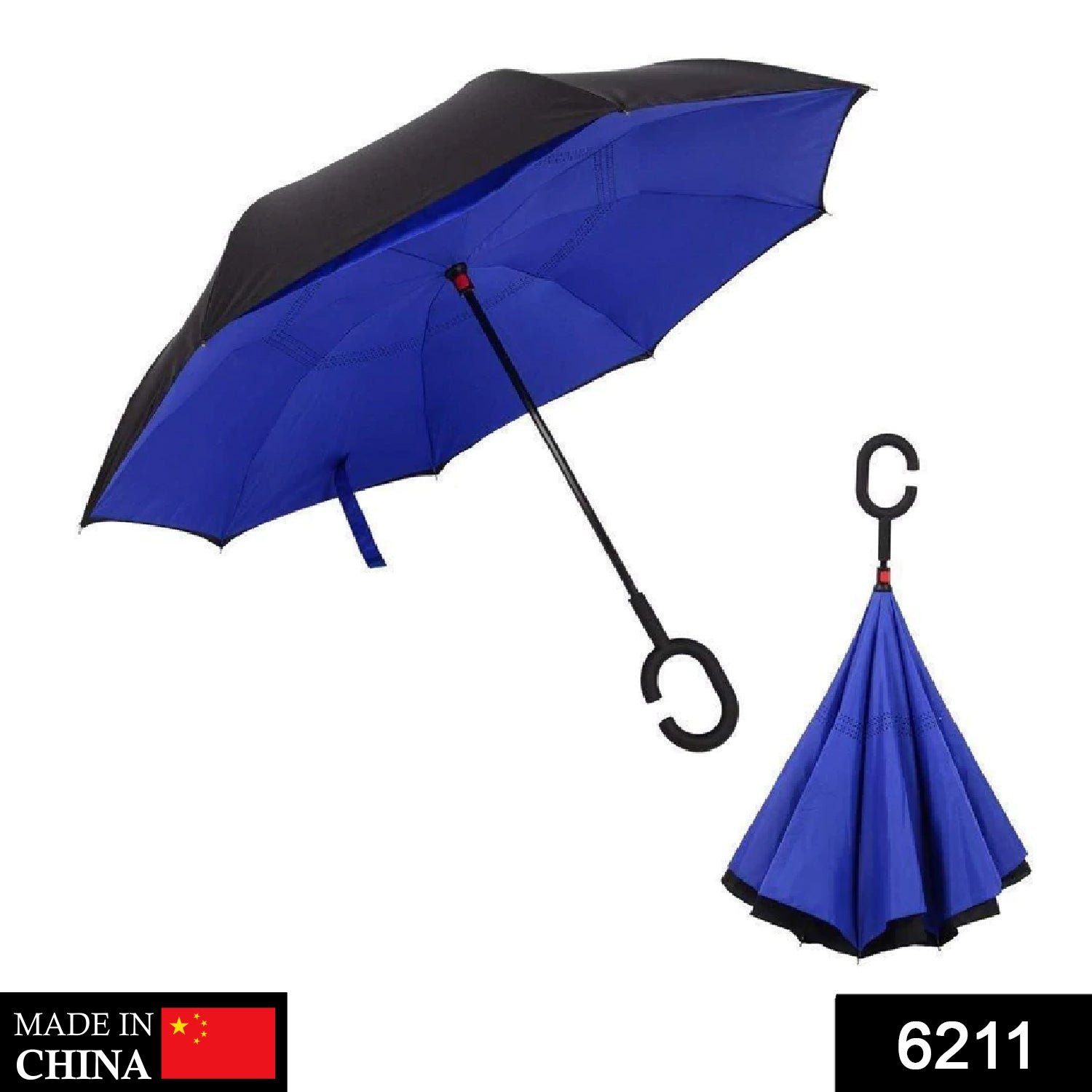 Windproof Reverse Umbrella C Handle Upside Down Design
