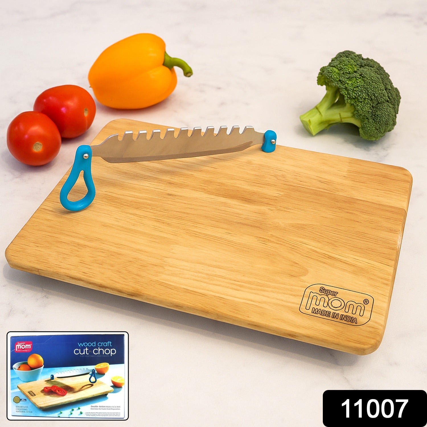 Wooden Cutting Board with Ergonomic Knife – Durable & Compact Set