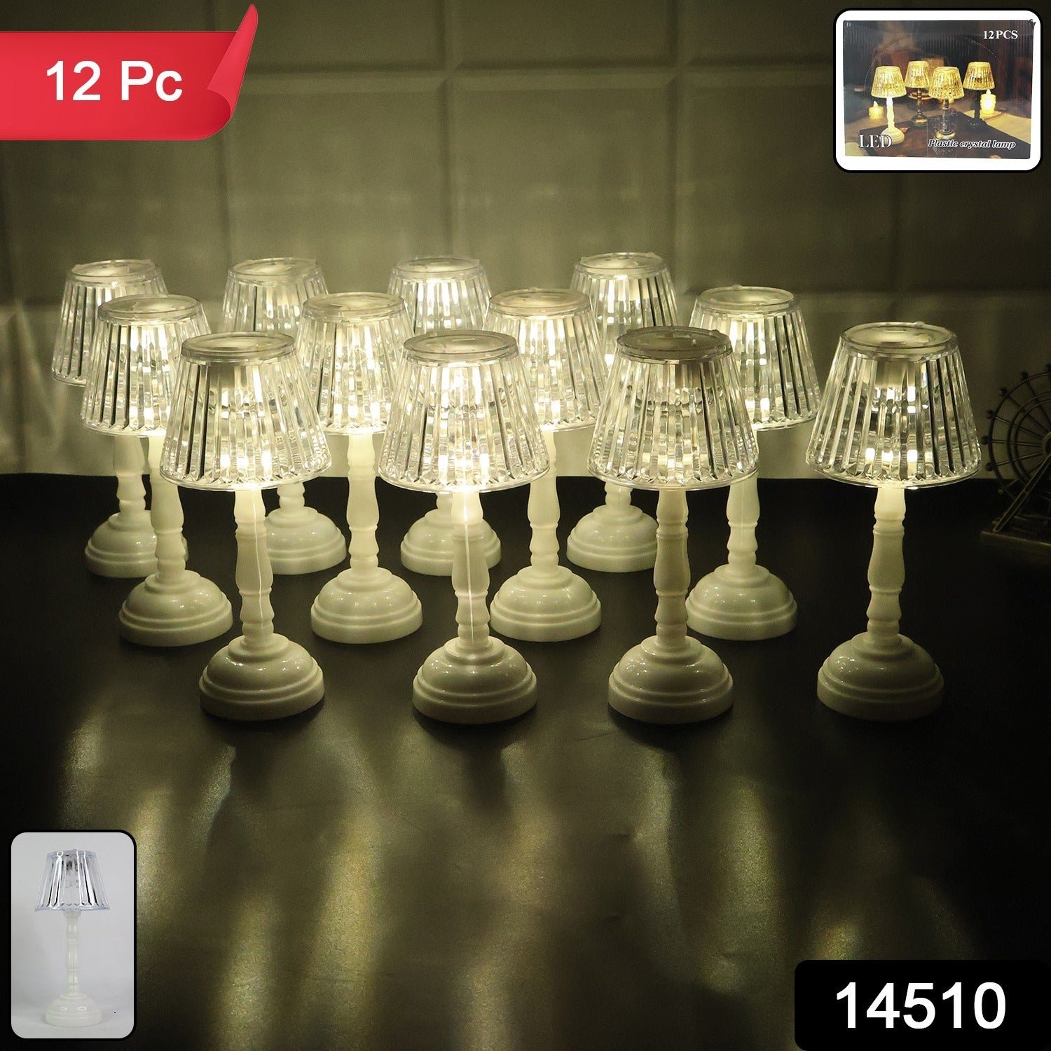 LED Crystal Table Lamps – Elegant Set of 12 Warm Lights