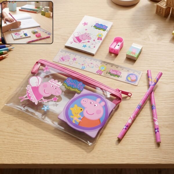 Kids School Stationery Kit with Pencils Eraser Sharpener Ruler Pouch (1 Set)