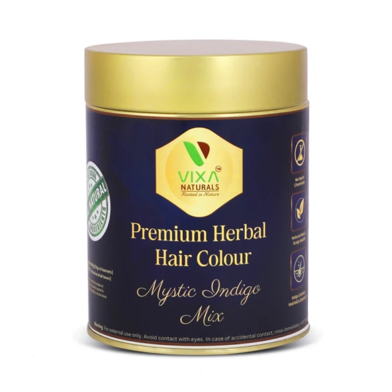 Generic Women's Vixa Naturals Indigo Mix Hair Color | Henna Powder for Hair | Natural Black Herbal Hair Dye | Organic Mehndi with Indigo, Tulsi, Baheda & Thankuni | 25g x 8