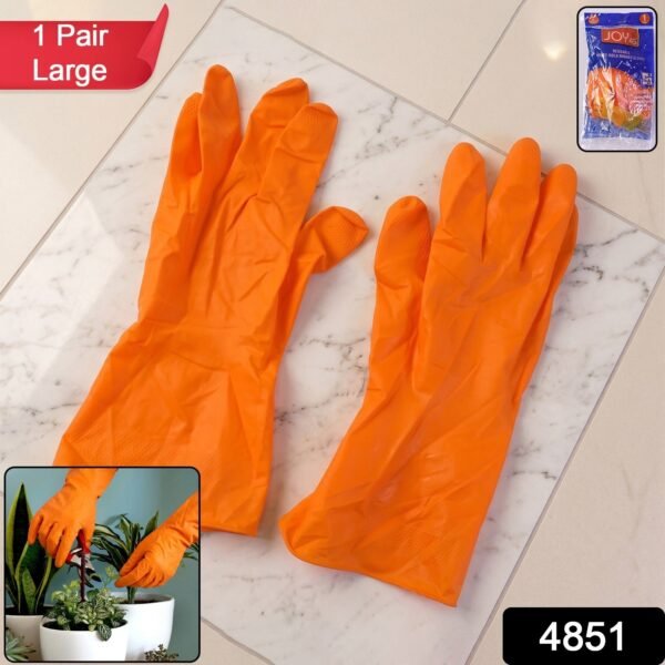 Large Orange Waterproof Rubber Gloves – Reusable Kitchen Protectors