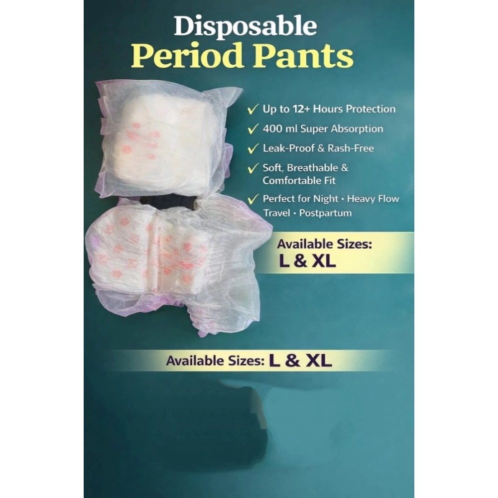 Generic Pack of_10 Pcs Cotton Disposable Lady Period Pants Sanitary Napkin (White) - Image 2