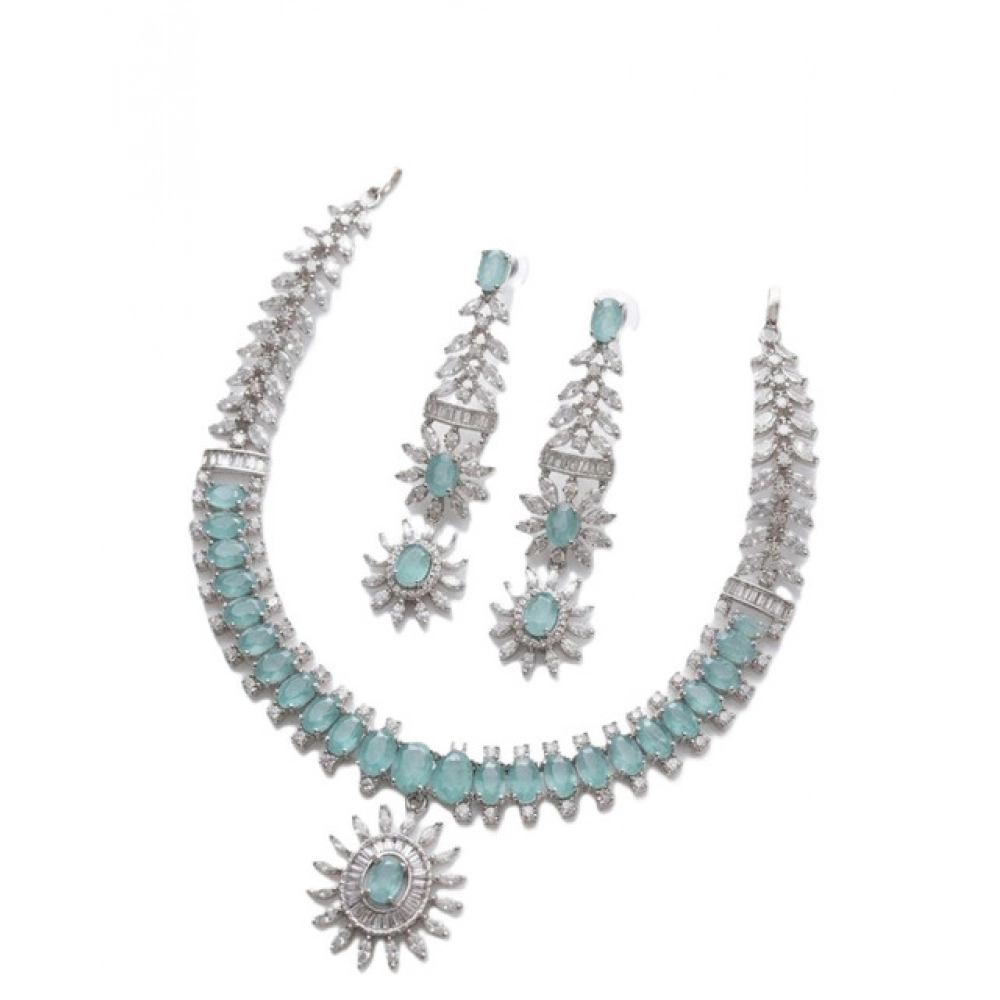 Generic Women's Brass Silver Plated Necklace set (Turquoise) - Image 4