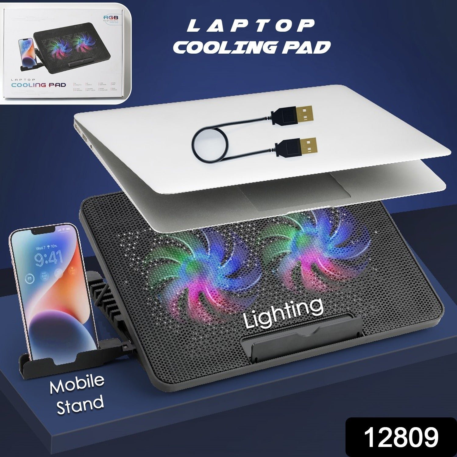 Laptop Cooling Pad – Dual Quiet LED Fans & Adjustable Stand | Indo Glow
