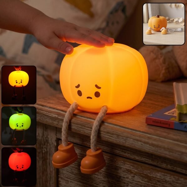 Silicone Pumpkin Night Light USB Rechargeable Soft Touch Lamp (1 Pc)