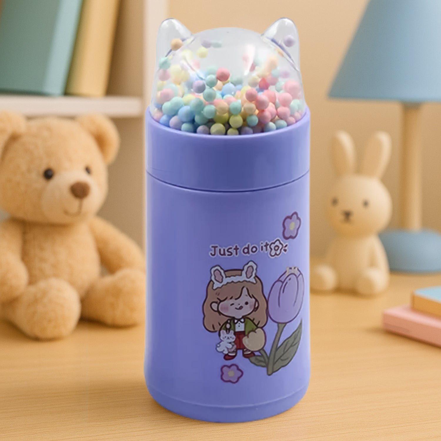 Girl's Glass Water Bottle – Cat Lid & Sparkle Strap | Own Hydrate