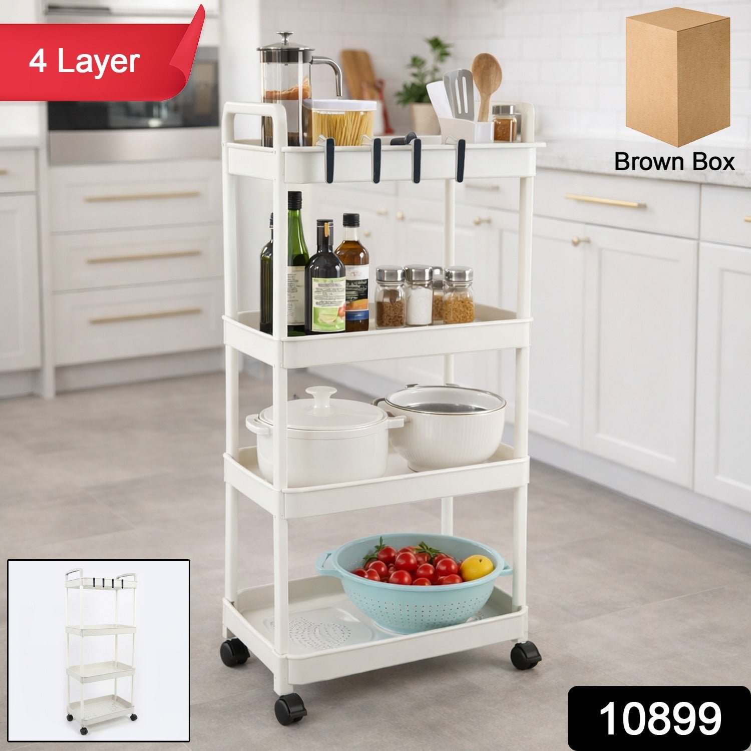 4 Layer Kitchen Trolley with Wheels – Multipurpose Storage Organizer